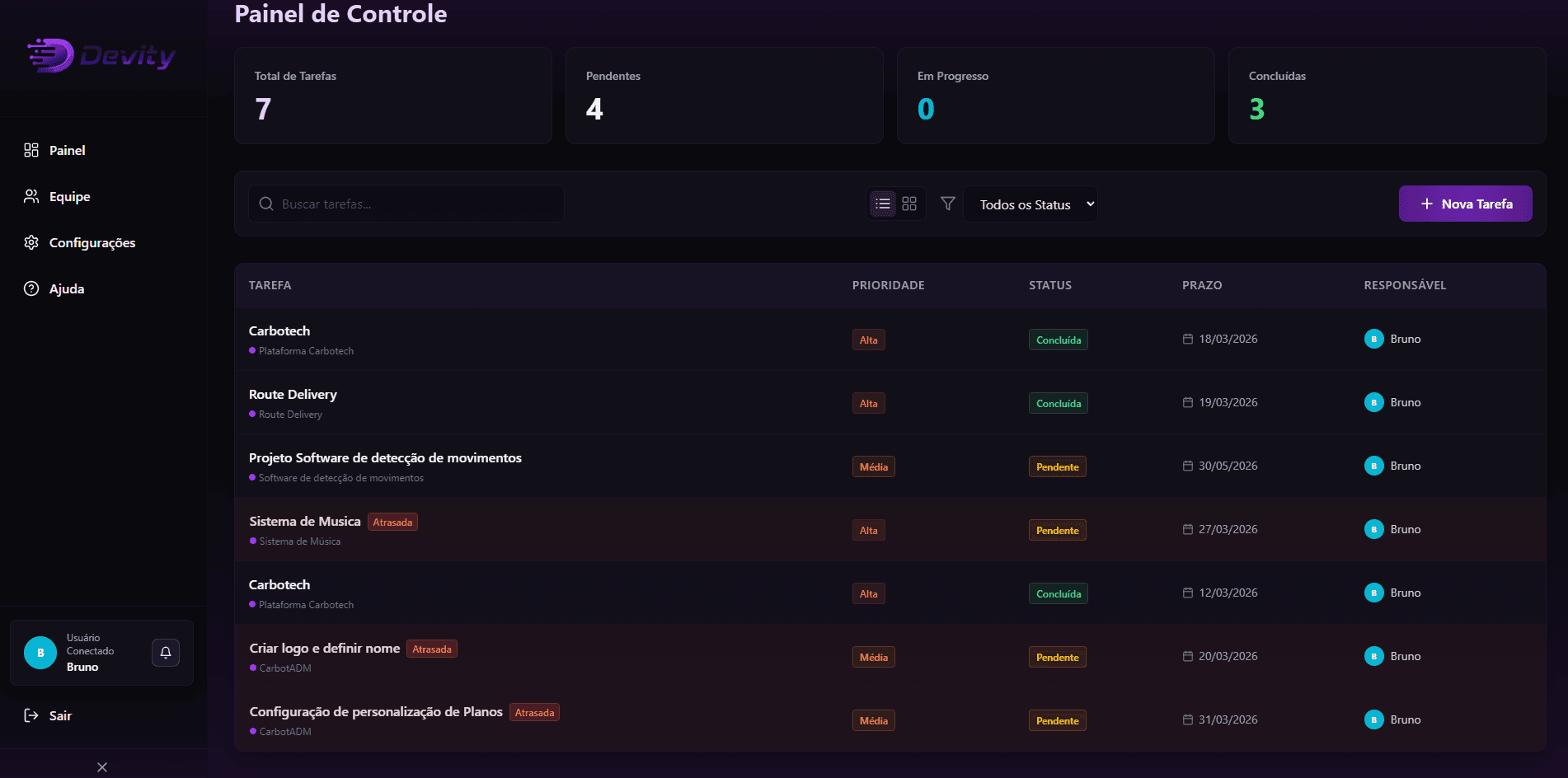 Plataforma Devity - Gestão de Tarefas com IA e GitHub